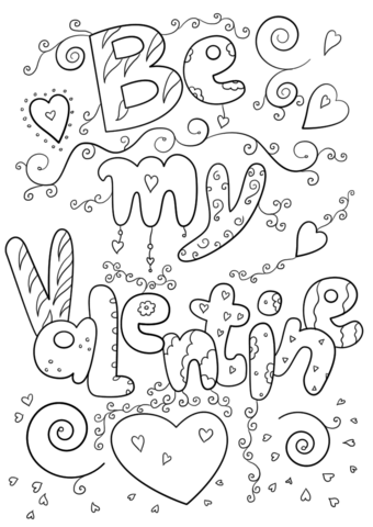 Be my valentine coloring page free printable coloring pages