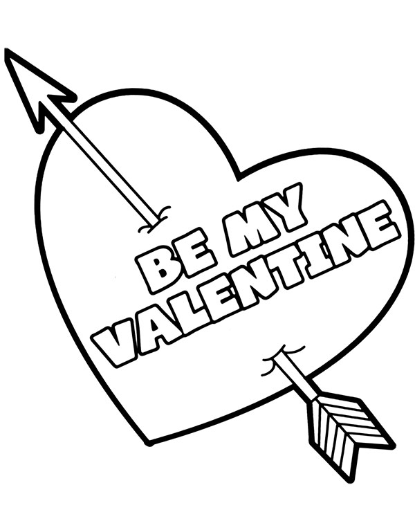 Be my valentine coloring page heart