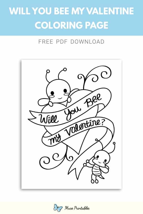 Free will you bee my valentine coloring page valentine coloring pages valentine coloring coloring pages