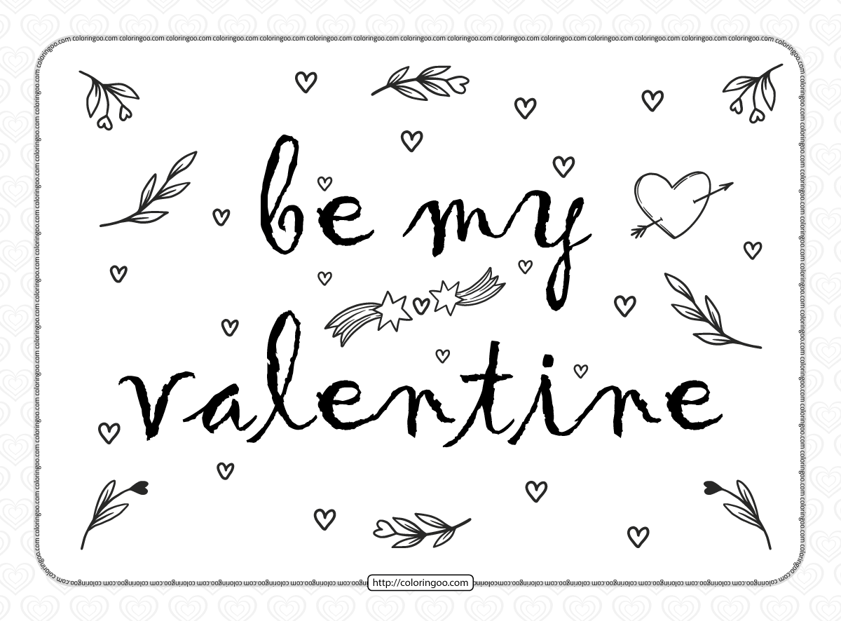 Be my valentine coloring page