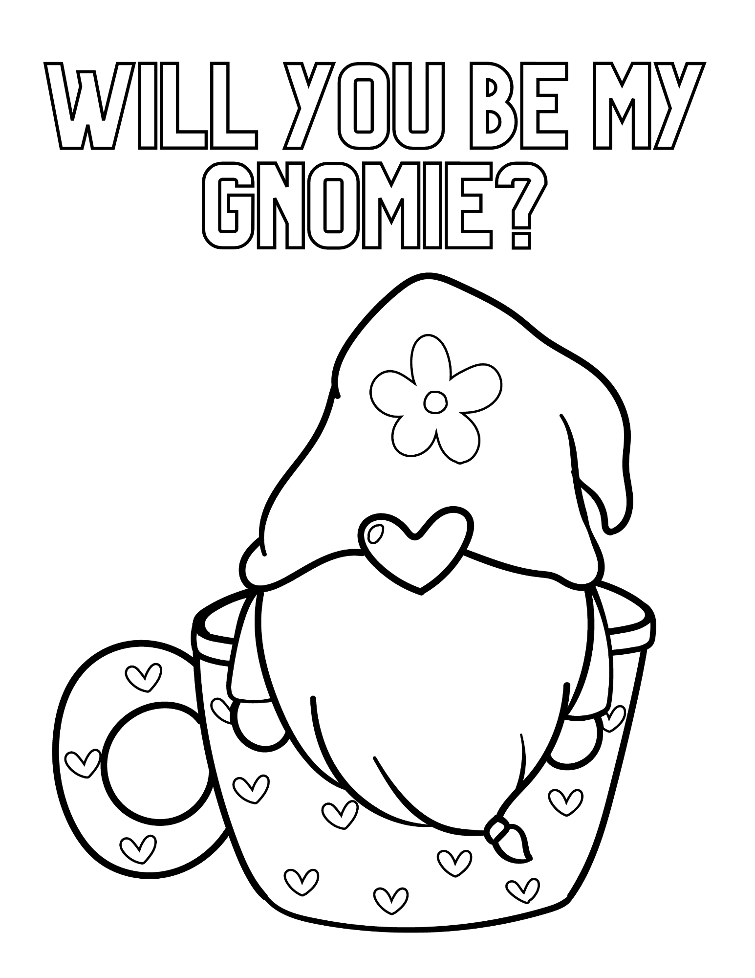Cute valentine gnomes coloring pages