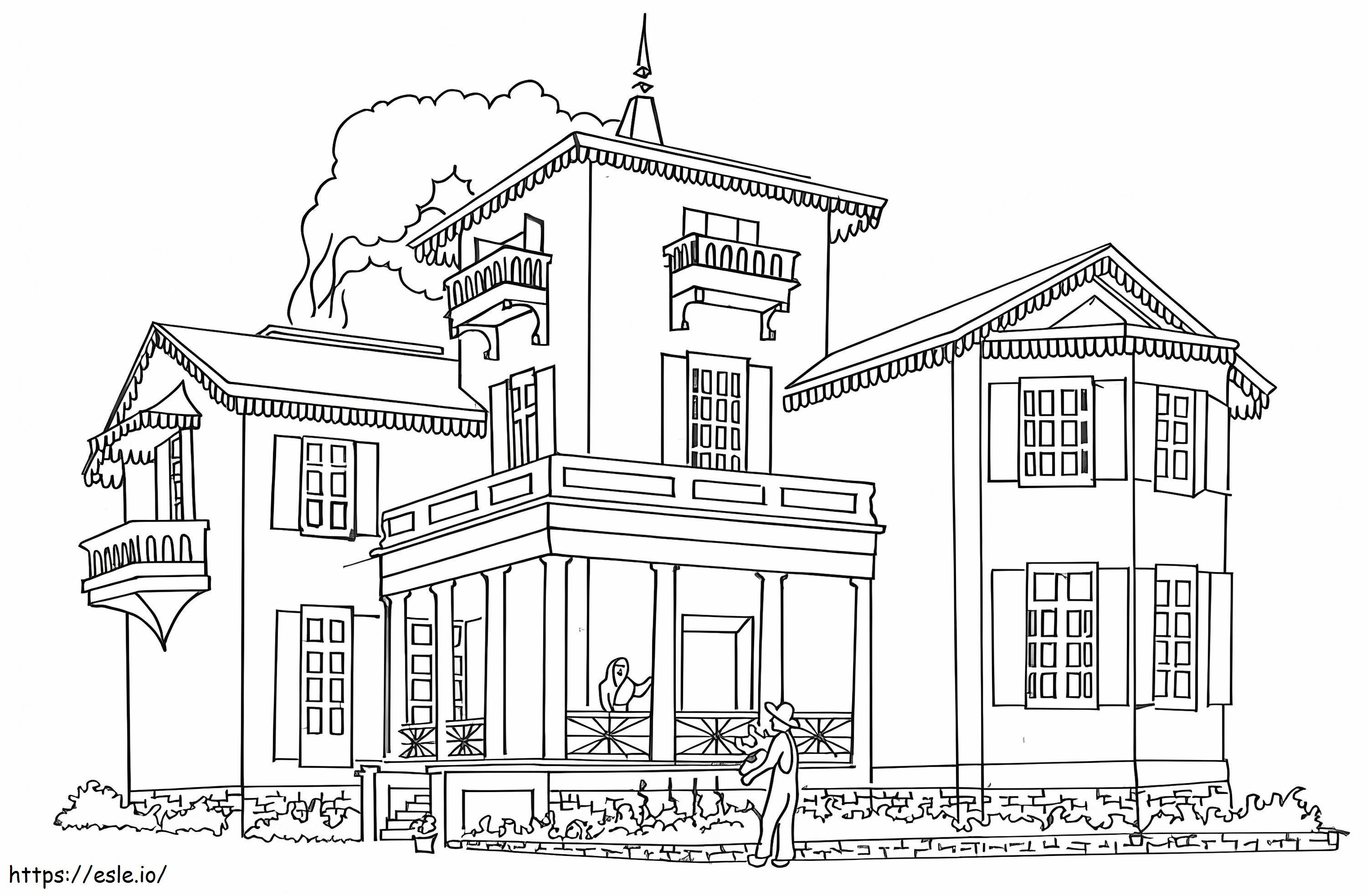 Impressive villa coloring page