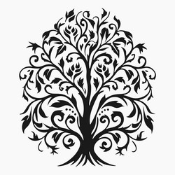 Willow tree black and white vector images over
