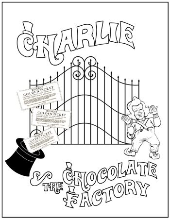 Coloring sheet or make folder gates open to reveal his factory chocolate factory wonka chocolate factory willy wonka