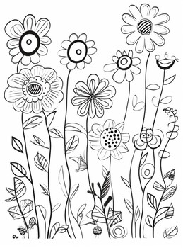 Blooming beauties whimsical flower coloring pages by juniper consulting llc