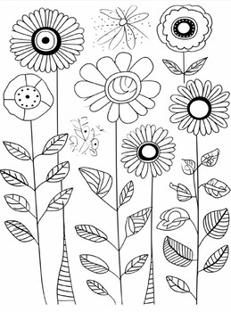 Blooming beauties whimsical flower coloring pages by juniper consulting llc