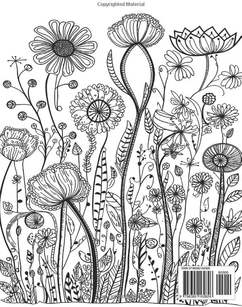 Folk flowers dreaming coloring book