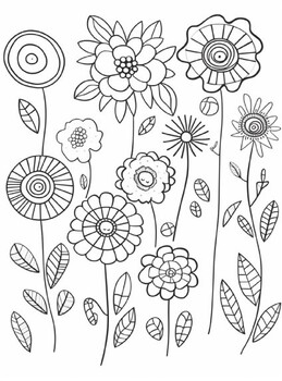 Blooming beauties whimsical flower coloring pages by juniper consulting llc