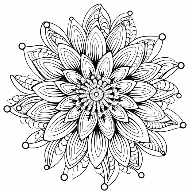 Premium ai image whimsical petals abstract black and white flowers coloring page for easy drawing