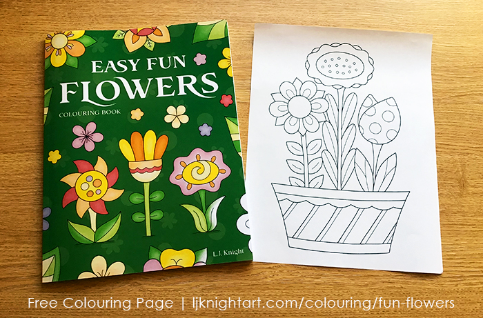 Free easy flowers printable colouring page lj knight art