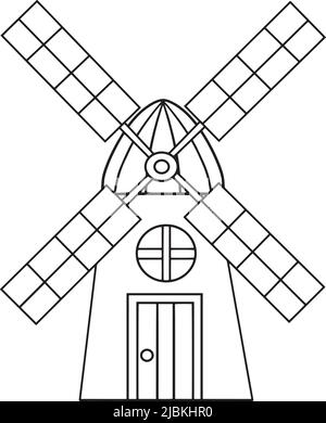 Windmill coloring page for kids stock vector image art