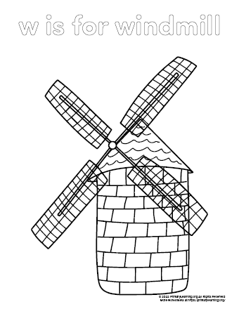 Windmill coloring page