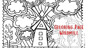 Coloring sheet windmill by coloring pages and more tpt