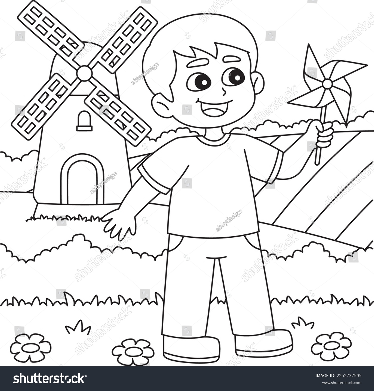 Windmill coloring page images stock photos d objects vectors