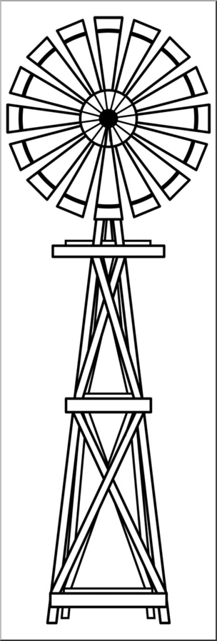 Clip art windmill bw i