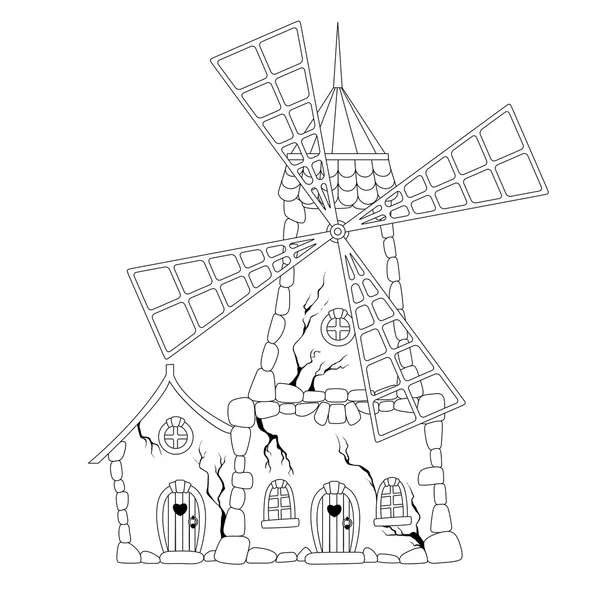 Coloring book abandoned windmill stock vector by blackspring