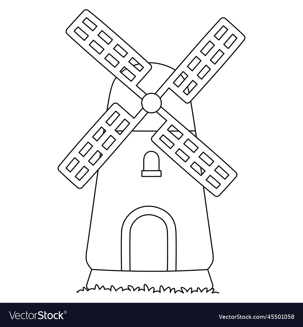 Spring windmill isolated coloring page for kids vector image