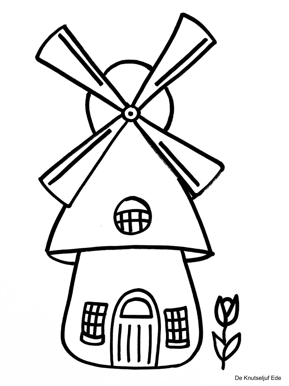 Coloring pages dutch windmills