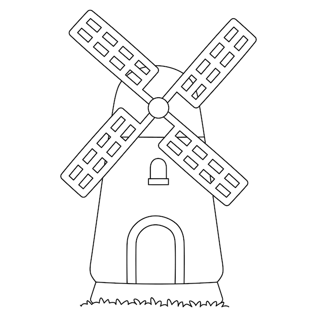 Premium vector spring windmill isolated coloring page for kids