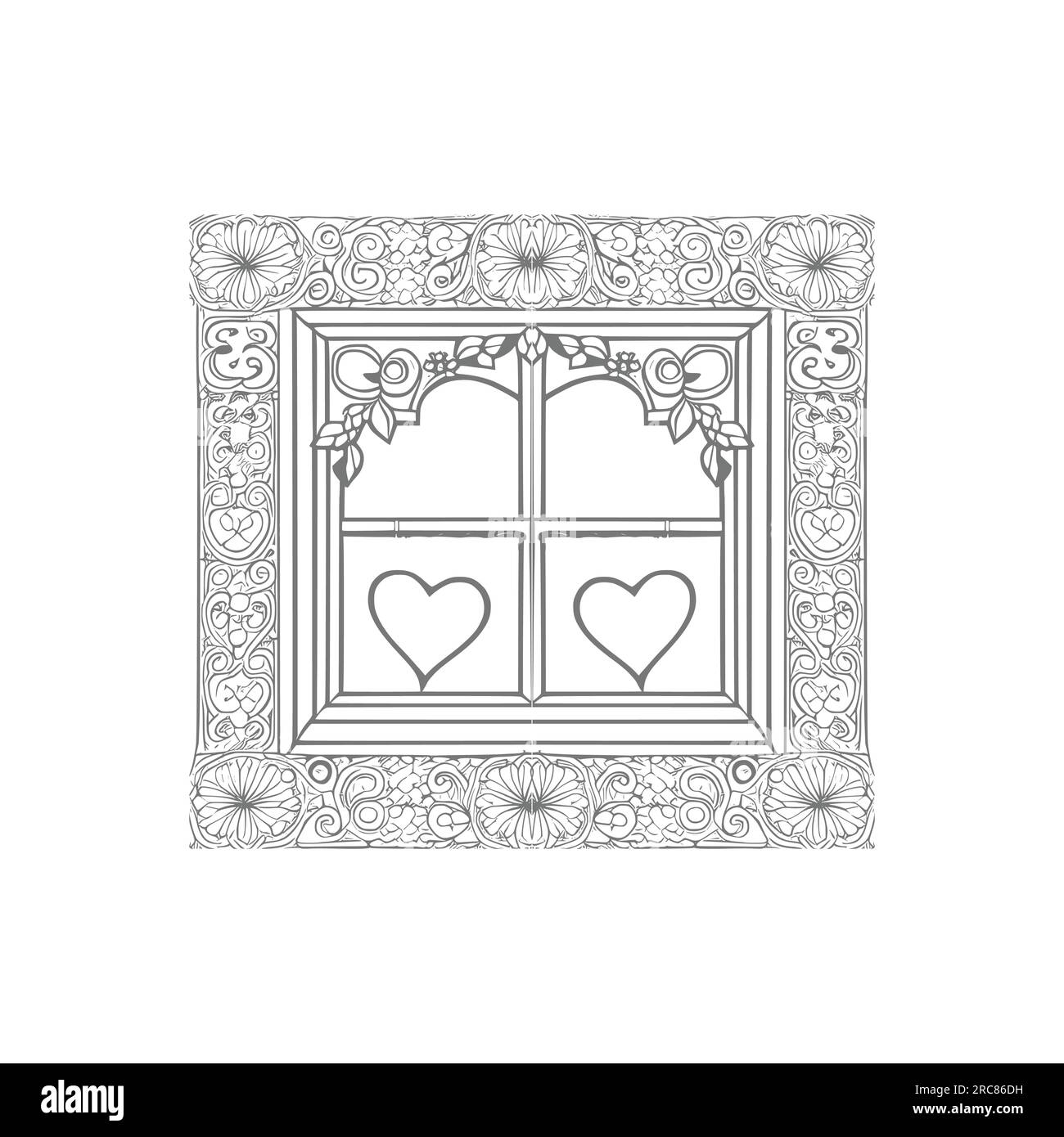 The coloring books open window illustration is perfect for those who enjoy adding their own creative touch to coloring pages stock vector image art
