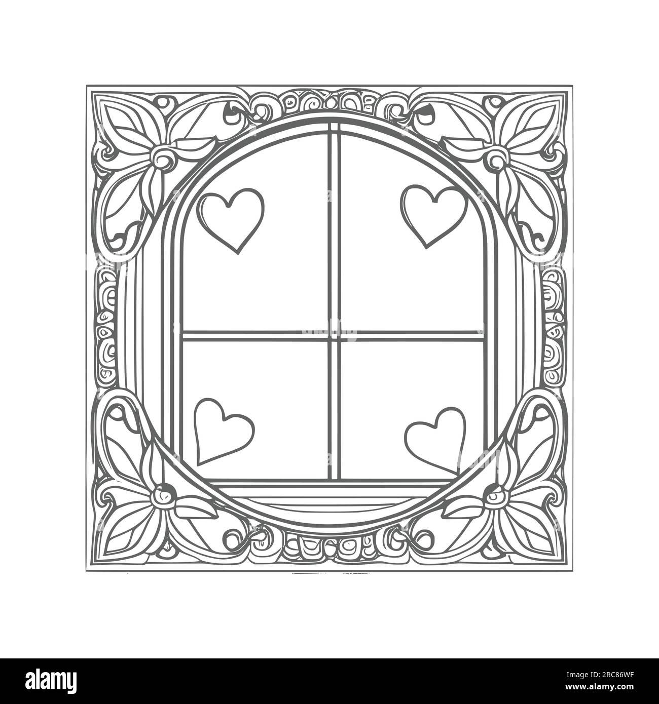 The coloring books open window illustration is perfect for those who enjoy adding their own creative touch to coloring pages stock vector image art