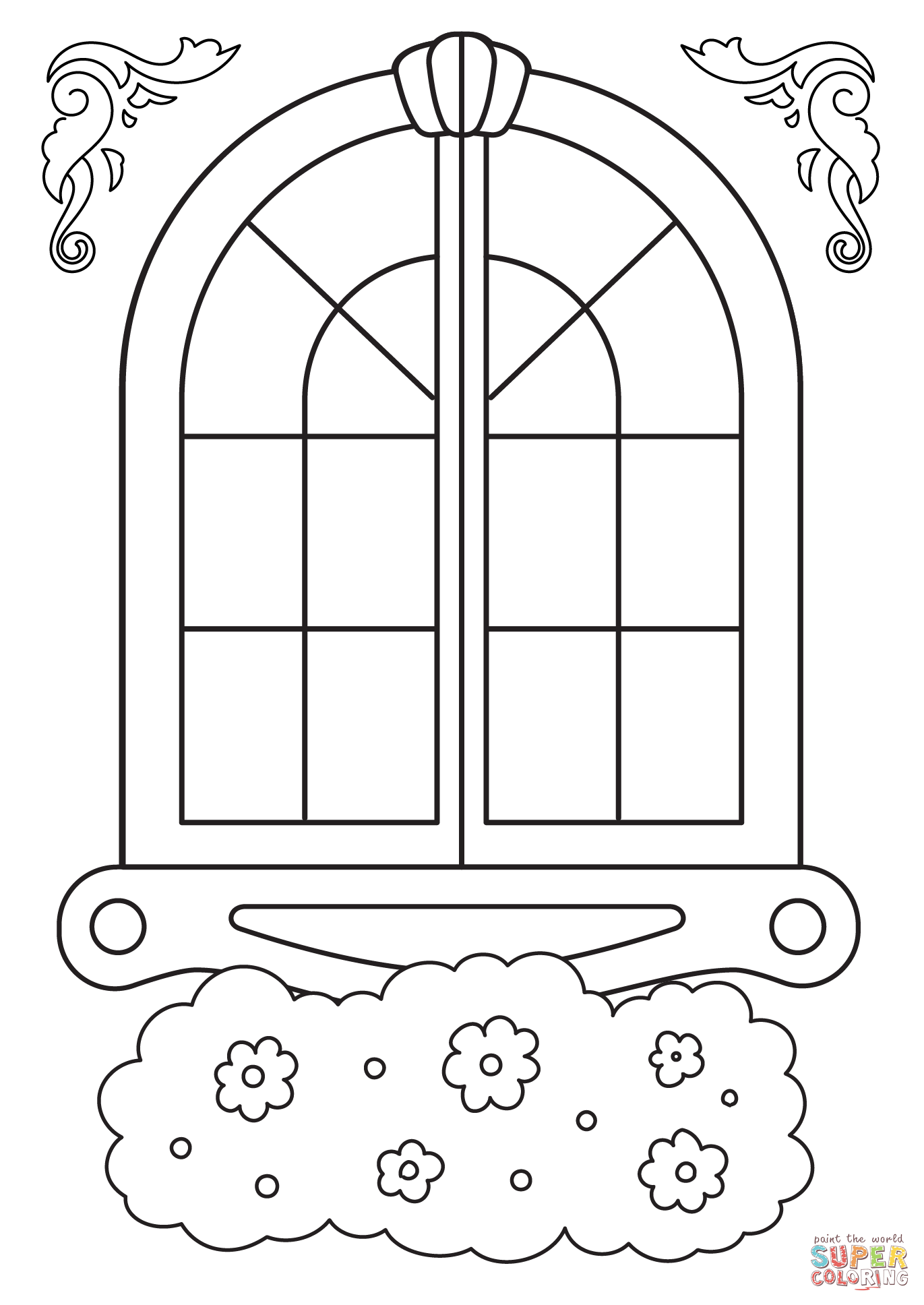 Window with plants coloring page free printable coloring pages