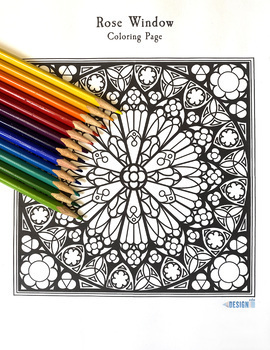 Rose window coloring page by designeduart tpt