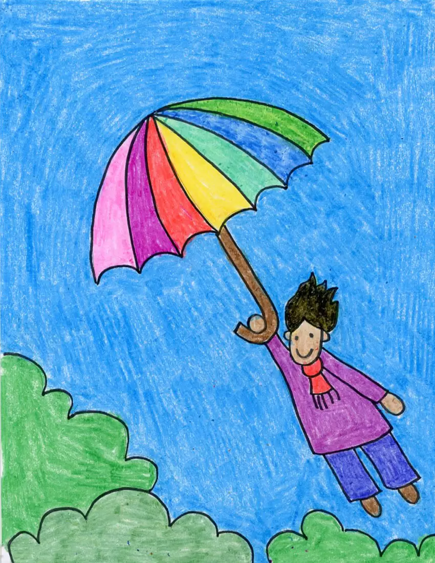 How to draw a windy day tutorial and windy day coloring page