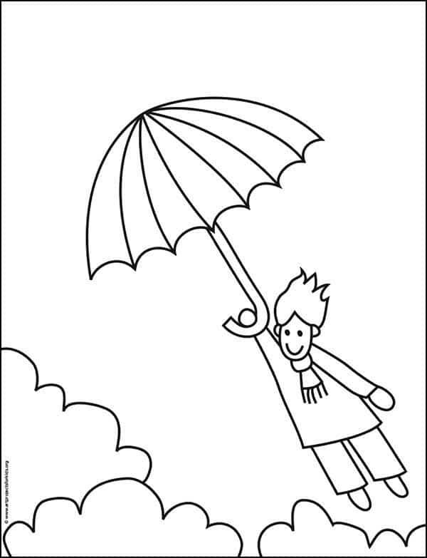 How to draw a windy day tutorial and windy day coloring page easy drawings drawings coloring pages
