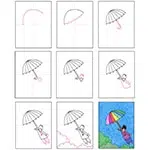 How to draw a windy day tutorial and windy day coloring page