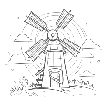 Windmill drawing png transparent images free download vector files