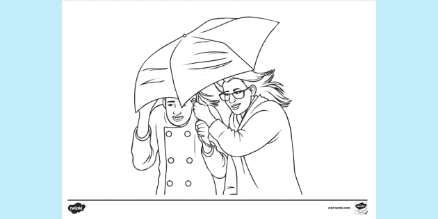 Windy day colouring teacher