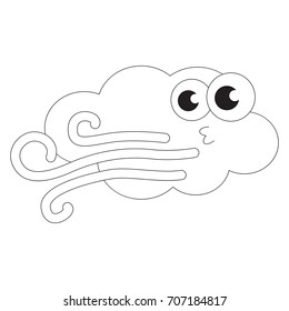 Wind windy weather cartoon cartoon colorless stock vector royalty free