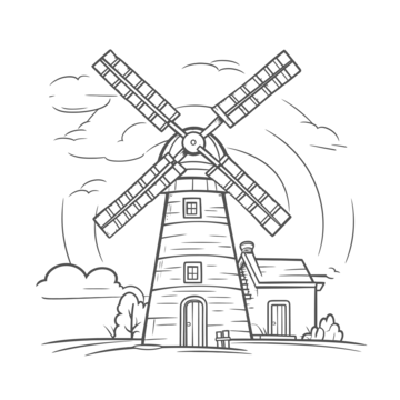 Easy windmill outline png transparent images free download vector files