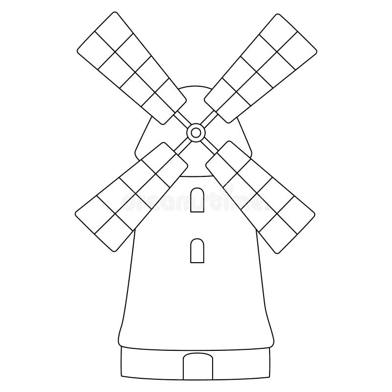 Windmill coloring page isolated for kids stock vector