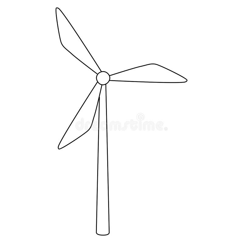 Windmill isolated coloring page for kids stock vector