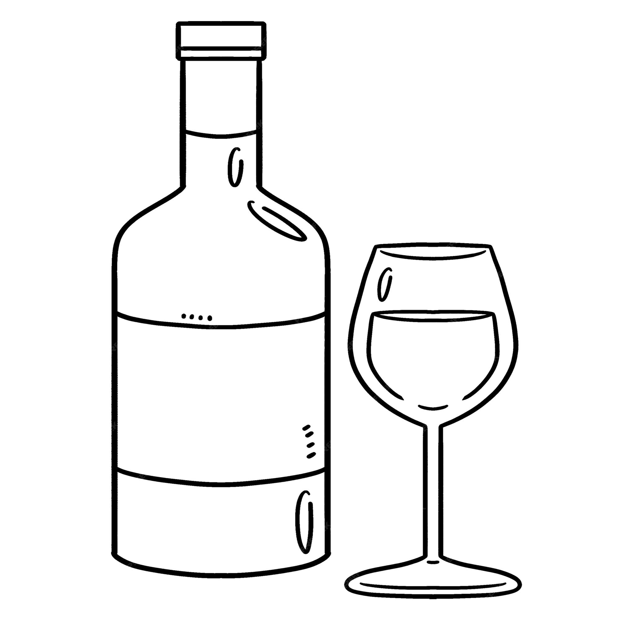 Premium vector glass and wine isolated coloring page for kids
