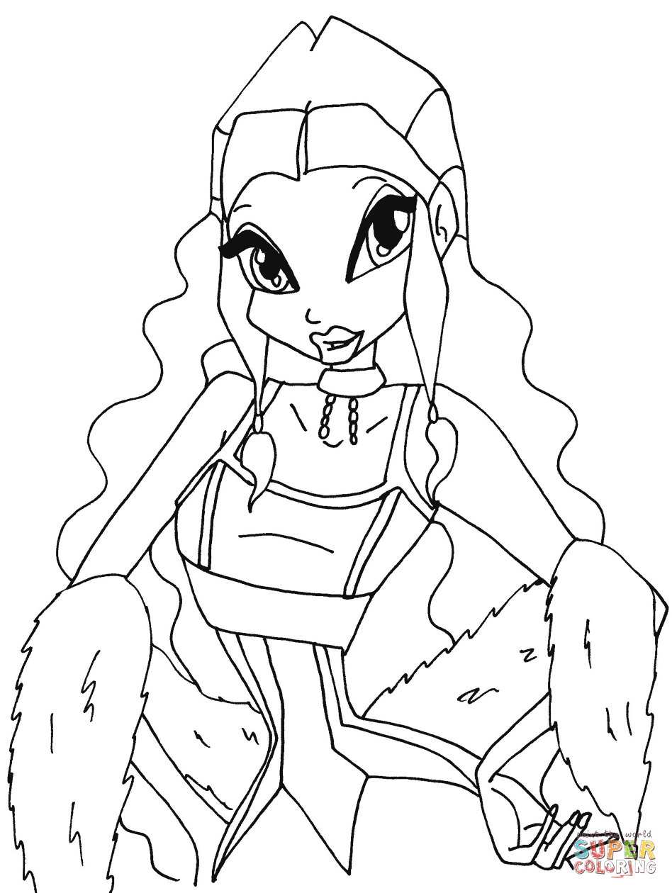 Winx club layla coloring page free printable coloring pages