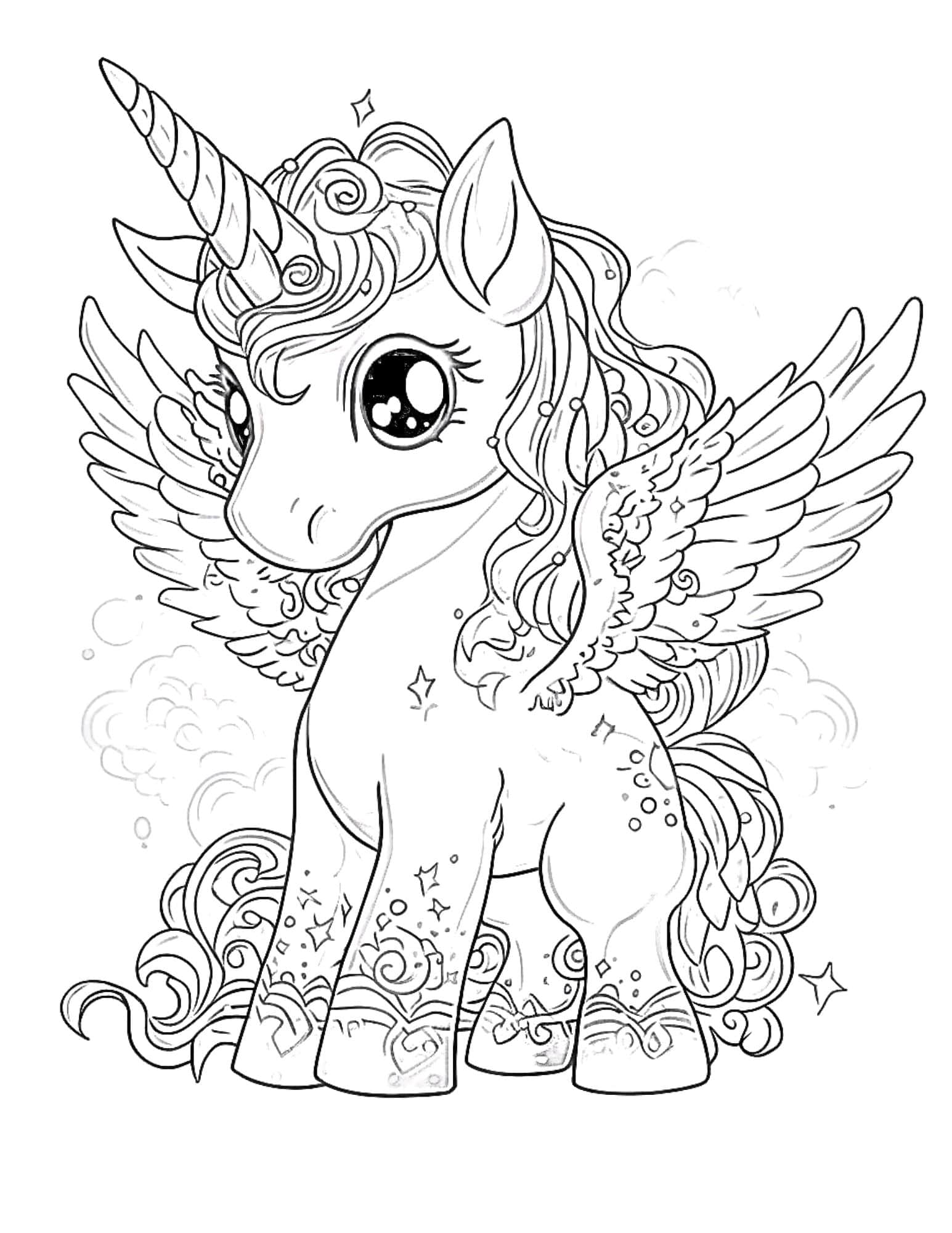 Magical unicorn coloring pages for kids and adults