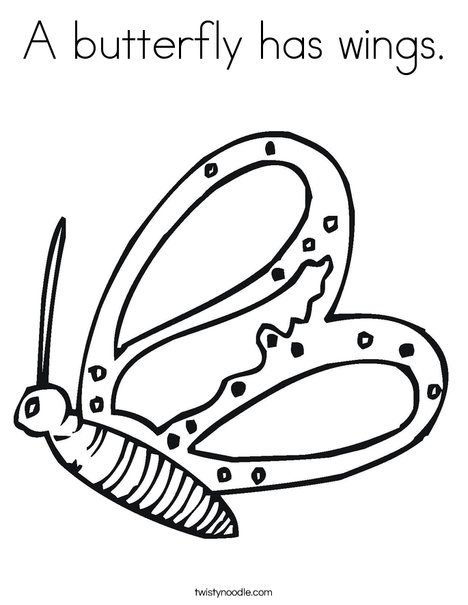 A butterfly has wings coloring page