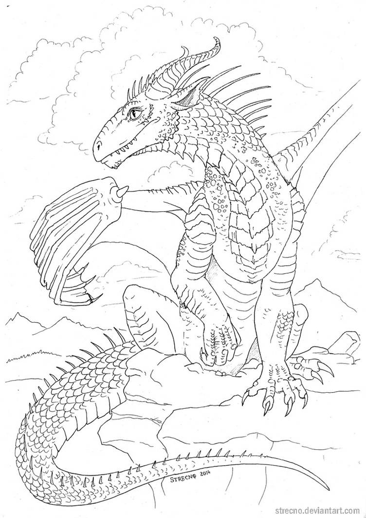 Dragon coloring page by strecno on