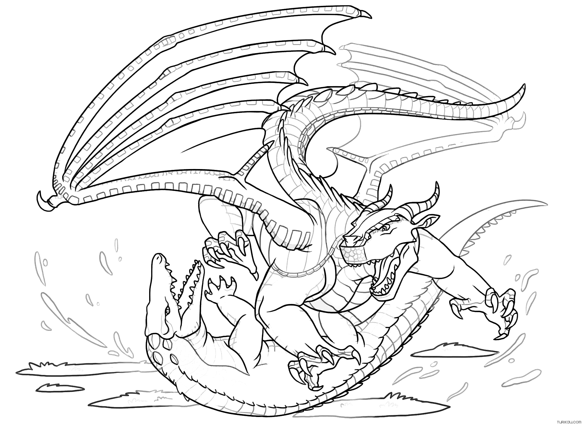 Wings fire fight coloring page