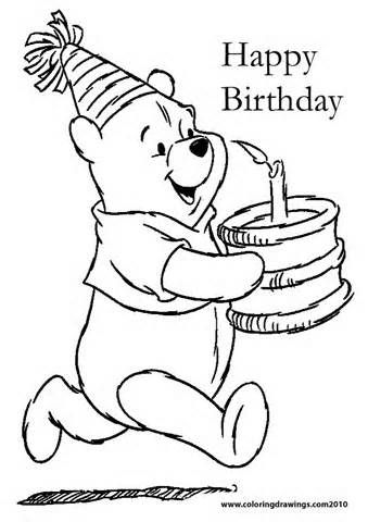 Birthday coloring pageshappy birthday fun coloring pages birthday coloring pages winnie the pooh pictures bear coloring pages