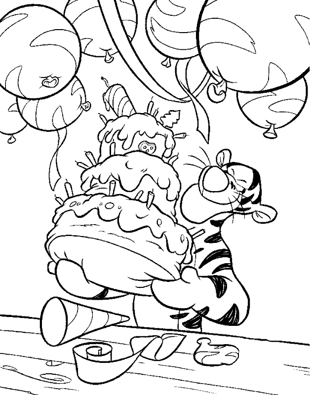 Disney coloring pages happy birthday tigger from winnie the pooh coloring page