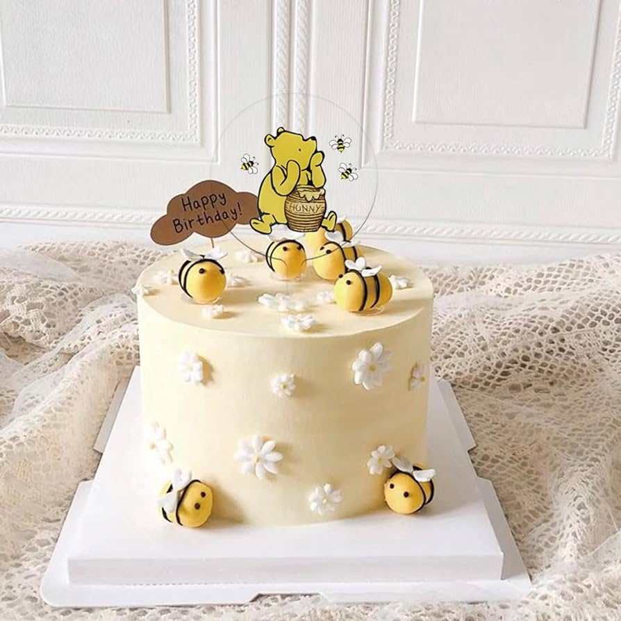 Memovan winnie cake topper welme oh baby acrylic cake cupcake toppers classic the pooh bear baby shower birthday cake topper derations for winnie bee party supplies grocery
