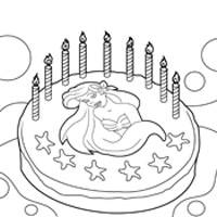 Little mermaid birthday cake coloring pages