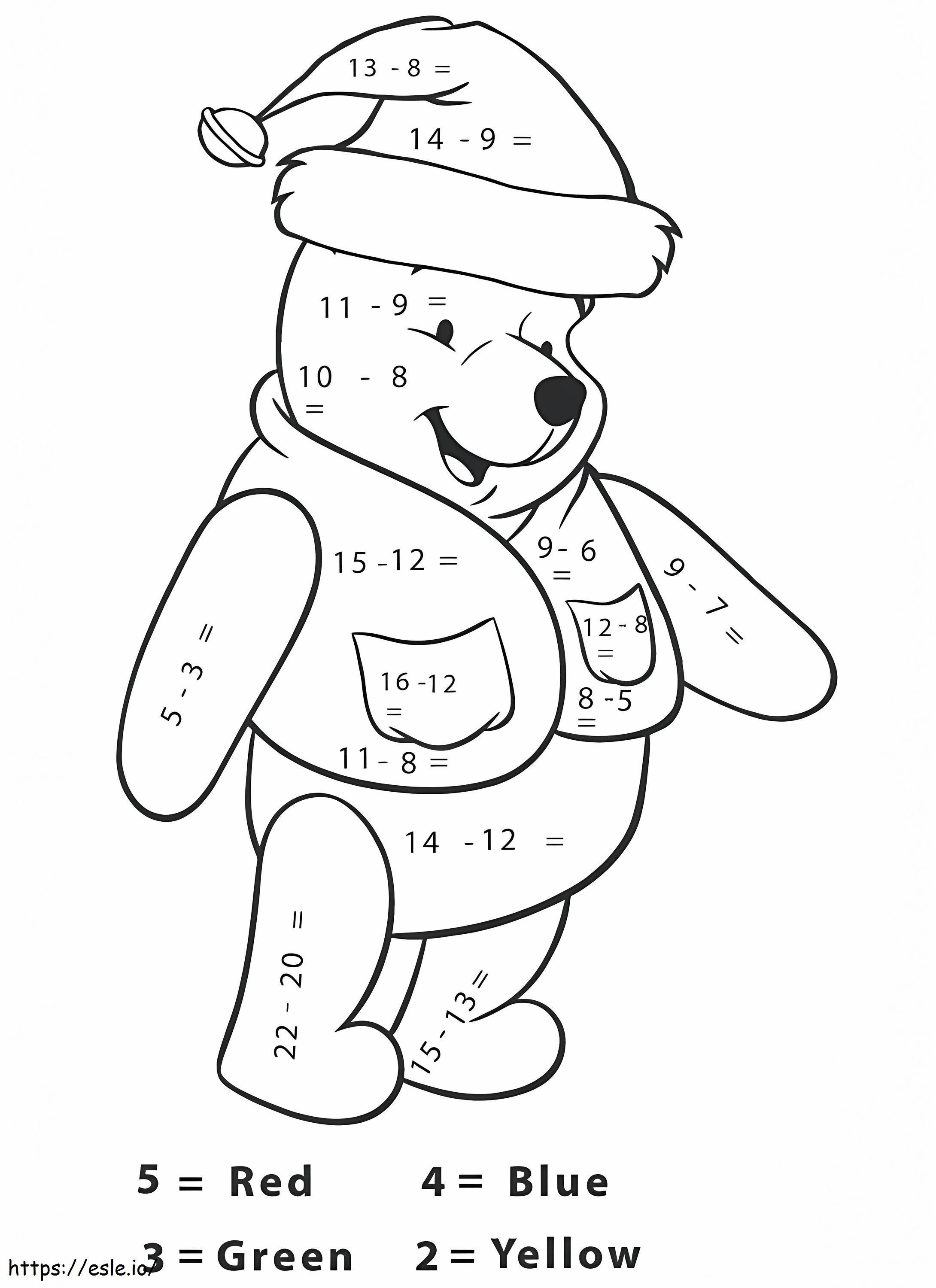 Winnie the pooh subtractn color by number coloring page
