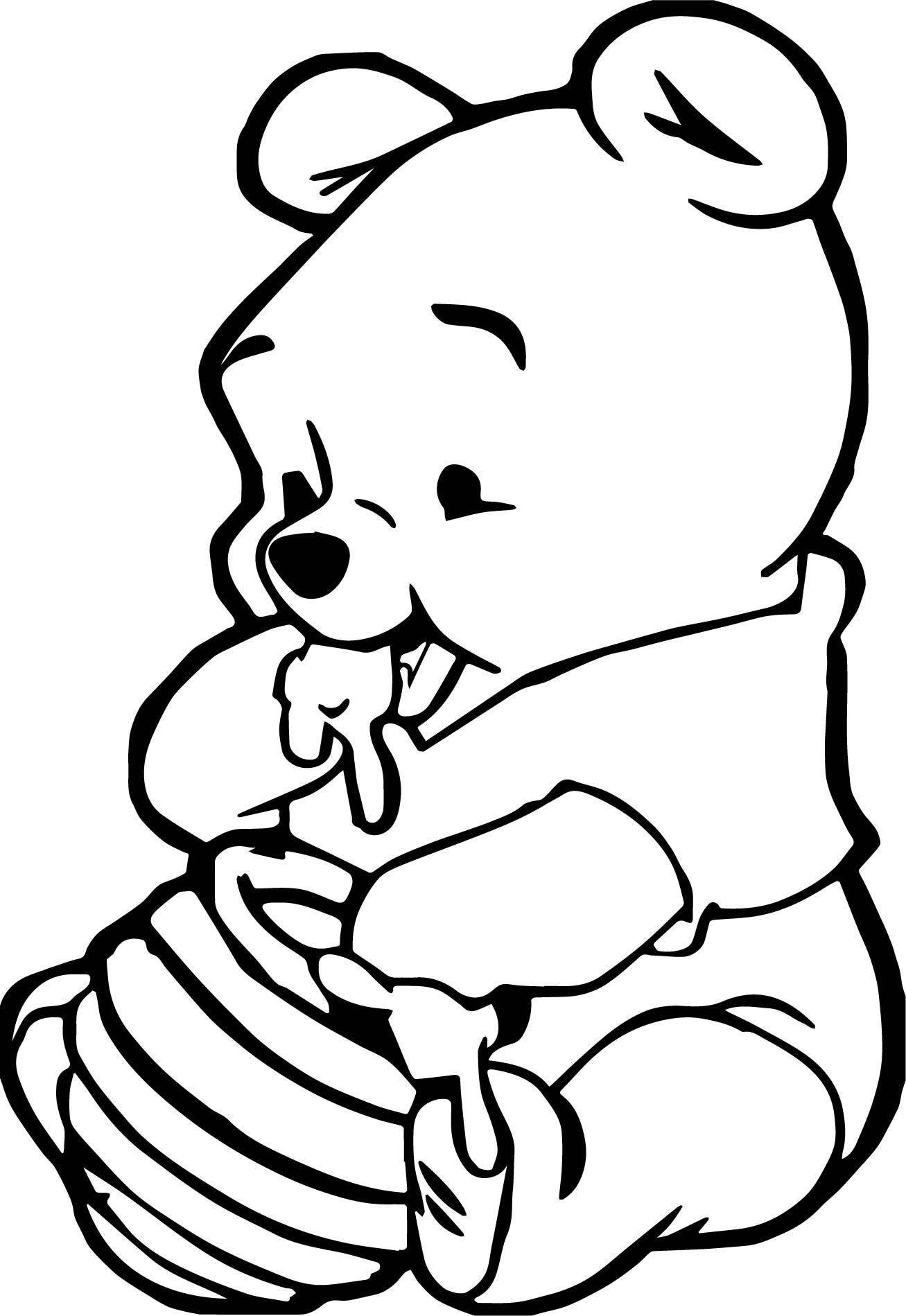 Awesome cute baby winnie the pooh eating hunny coloring page cartoon coloring pages disney coloring pages baby coloring pages