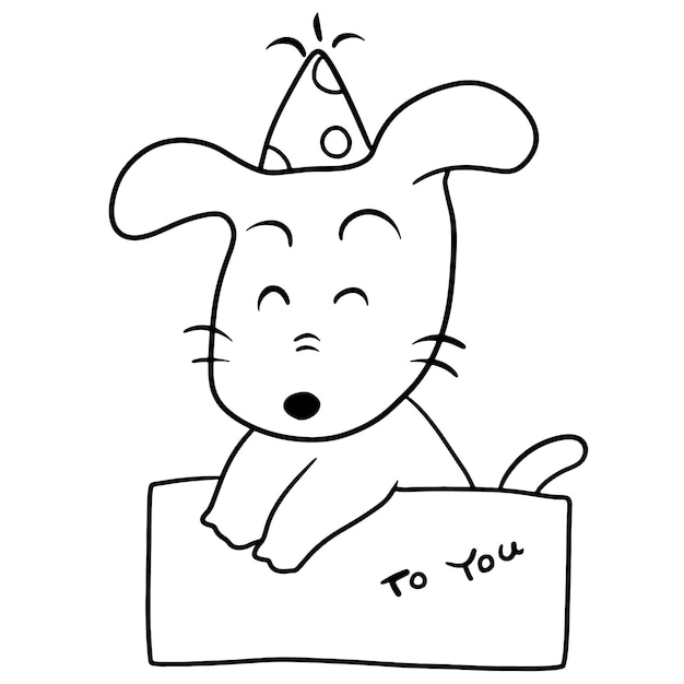 Premium vector dog cartoon doodle kawaii anime coloring page cute illustration drawing character chibi manga ic