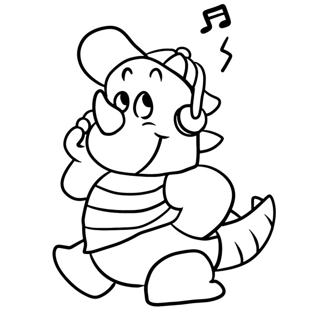 Premium vector dinosaur cartoon doodle kawaii anime coloring page cute illustration drawing clip art character chib